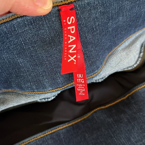 Spanx Distressed Ankle Jeans High Waist Blue Size 1X Skinny Jean Jegging - Picture 4 of 10